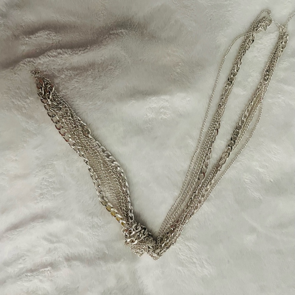 Silver knot and chain necklace